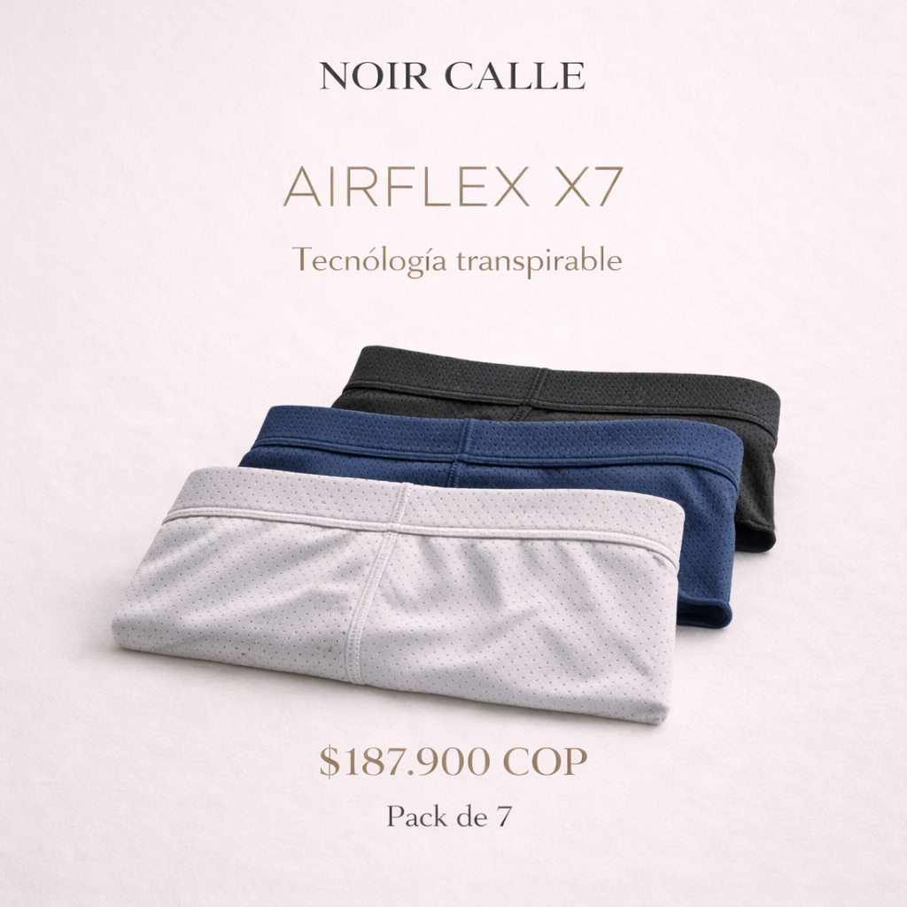 Pack 7 Boxers Premium Transpirables – Noir AirFlex