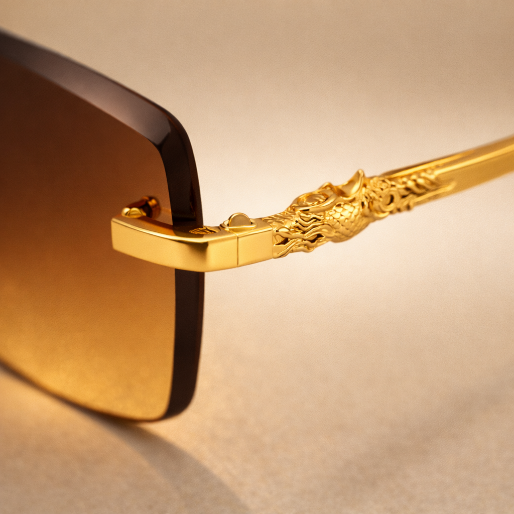 Gafas de Lujo Rimless Doradas – Noir Jaguar Elite